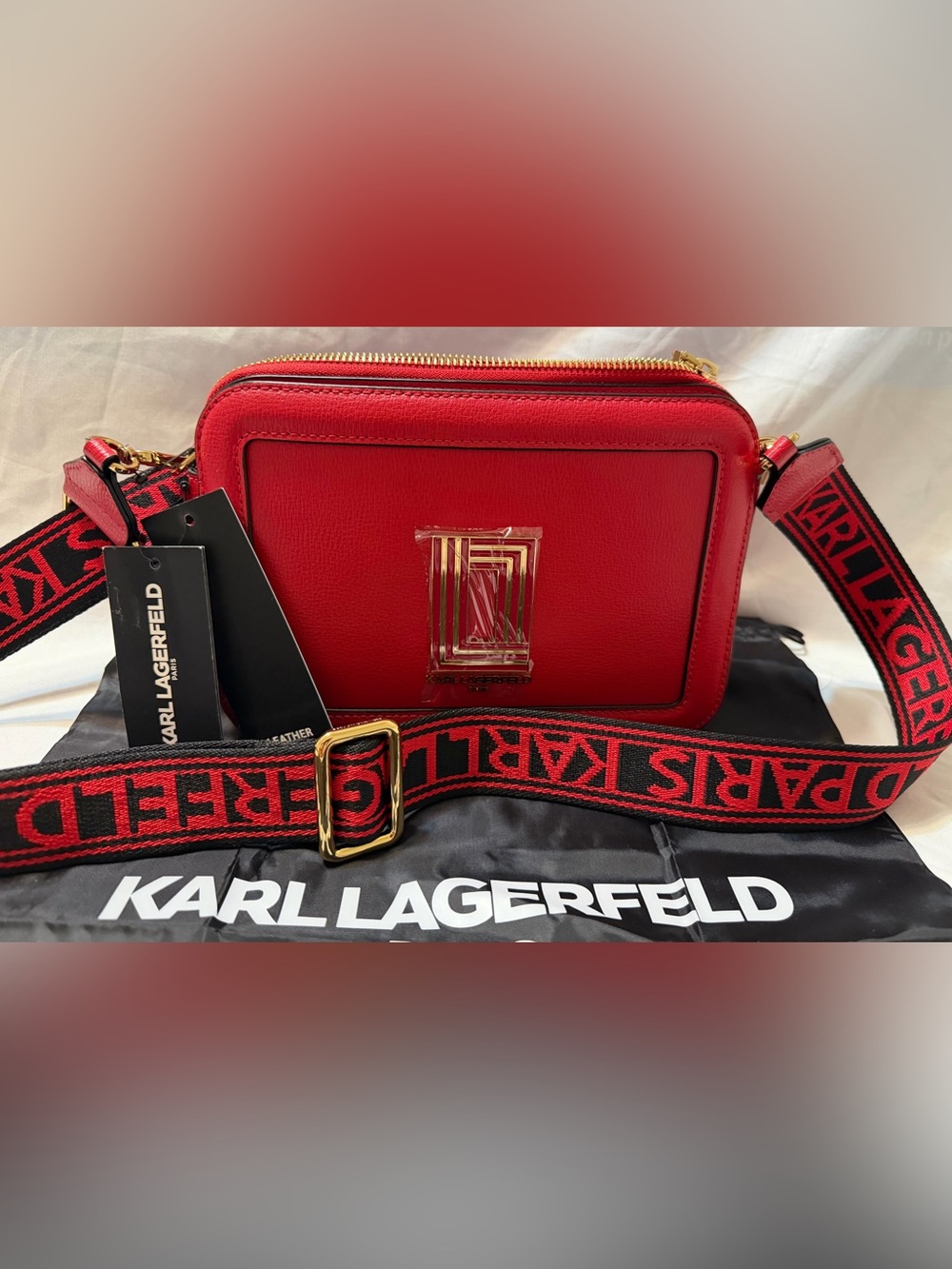 Karl Lagerfeld Red Crossbody Bag MSRP $228 - Picture 6 of 7
